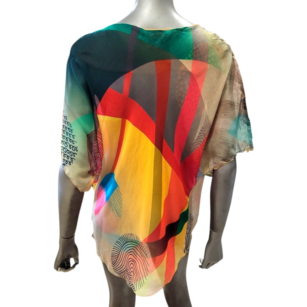 32. Paul Ropp Colorful Women's Sheer Top - One Size - Picture 3 of 4